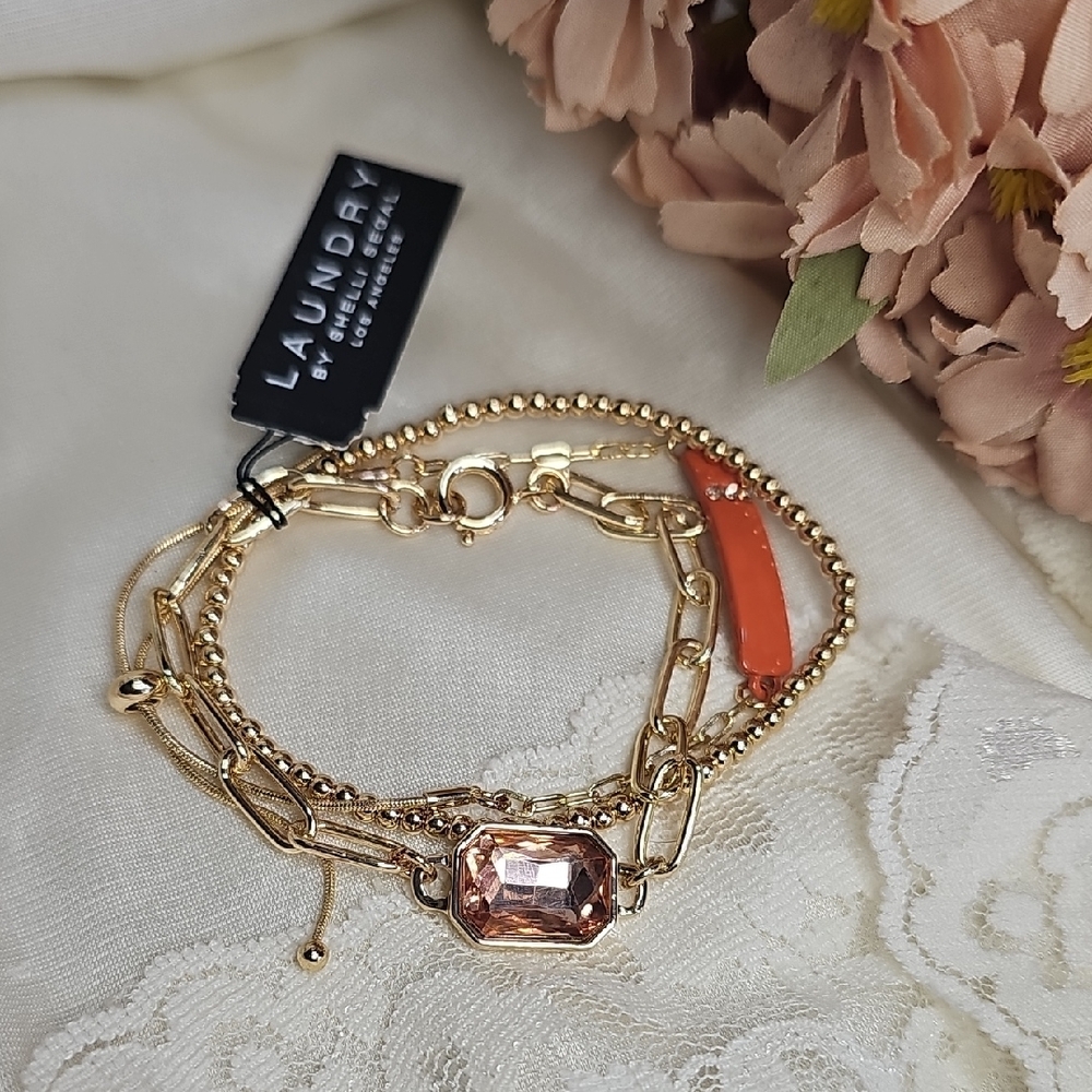 Laundry By Shelli Segal Gold and Coral Bracelet Set